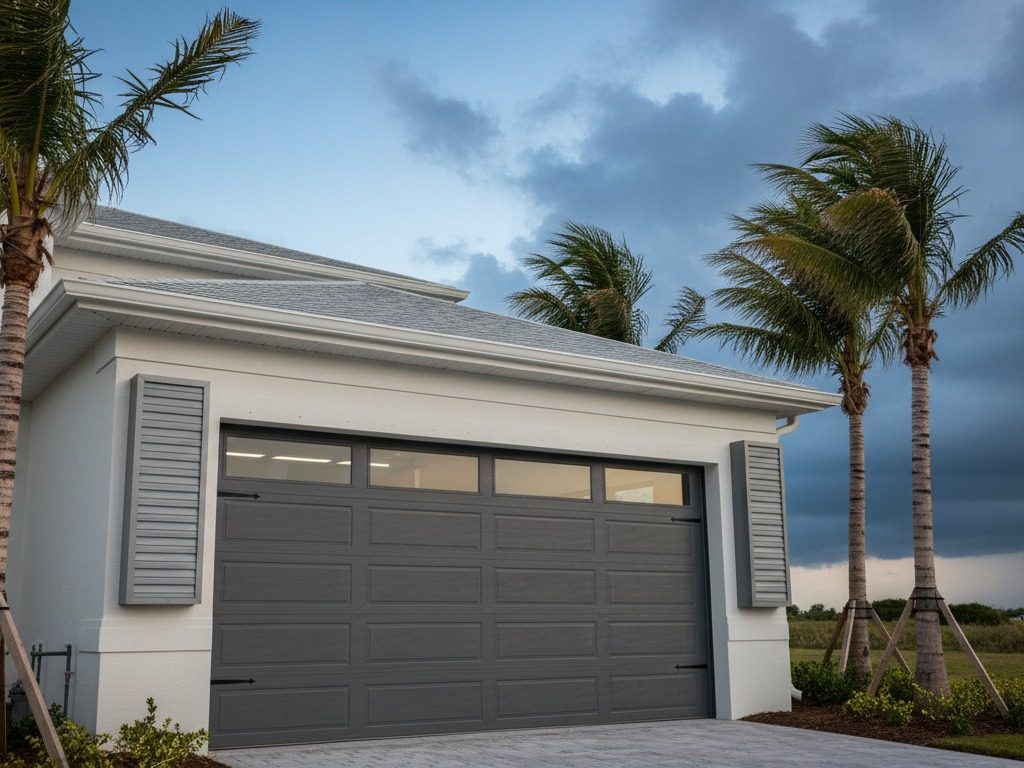 Hurricane-rated garage door install in a Florida coastal estate